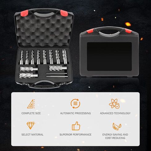 مجموعة القطع الحلقية WICHEMI مقاس 3/4 بوصة عرقوب ويلدون 2 عمق القطع وقطر القطع من 7/16 إلى 1-1/16 لضغط الحفر المغناطيسي HSS مجموعة قياسية مكونة من اثنتين مسطحتين مع دبابيس طيارة in Kuwait