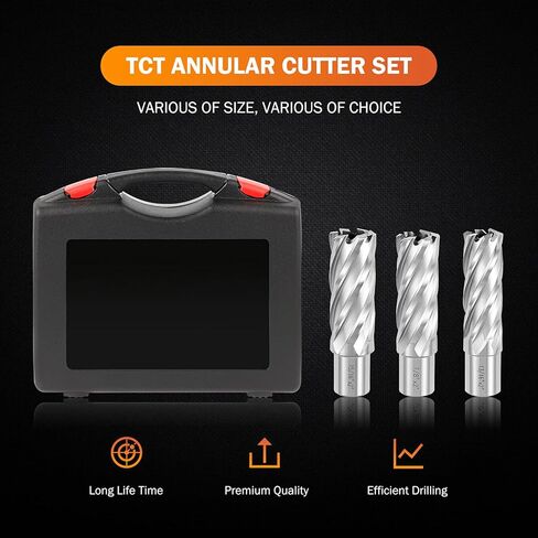 مجموعة القطع الحلقية WICHEMI مقاس 3/4 بوصة عرقوب ويلدون 2 عمق القطع وقطر القطع من 7/16 إلى 1-1/16 لضغط الحفر المغناطيسي HSS مجموعة قياسية مكونة من اثنتين مسطحتين مع دبابيس طيارة in Kuwait