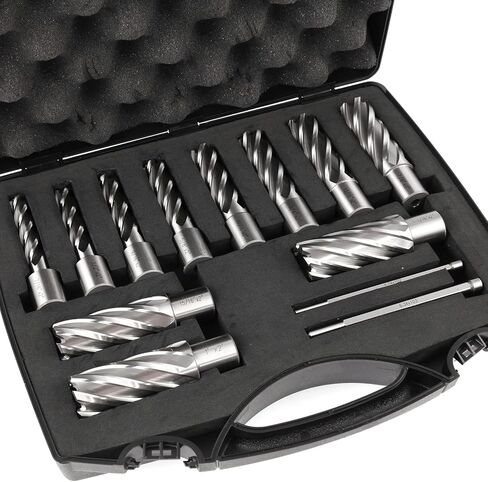 مجموعة القطع الحلقية WICHEMI مقاس 3/4 بوصة عرقوب ويلدون 2 عمق القطع وقطر القطع من 7/16 إلى 1-1/16 لضغط الحفر المغناطيسي HSS مجموعة قياسية مكونة من اثنتين مسطحتين مع دبابيس طيارة in Kuwait