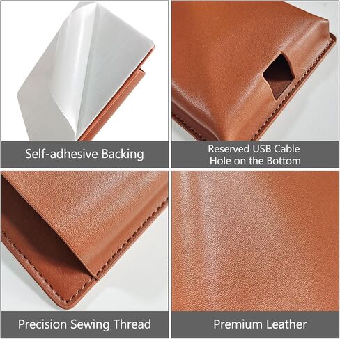 قطعتان من حامل جهاز التحكم عن بعد، حامل الهاتف الخلوي القابل لإعادة الشحن مع فتحة، منظم مثبت على الحائط بدون حفر، حامل جهاز التحكم عن بعد من جلد البولي يوريثان البني للمنزل والمكتب بجانب السرير والقرطاسية in Kuwait