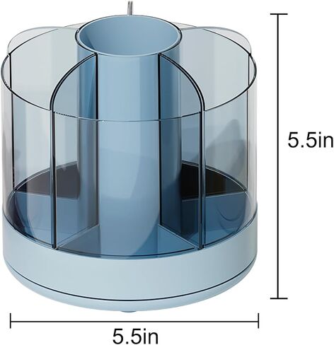 حامل أقلام يدور 360 درجة من جيانوتير، حامل أقلام رصاص 6 فتحات للمكتب، منظمات مكتبية وإكسسوارات للوازم المكتبية، صندوق تخزين مستلزمات المكتب المنزلي (أزرق) in Kuwait