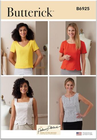 Butterick Misses' Semi-Fitted Tops Sewing Pattern Kit by Palmer/Pletsch, Design Code B6925, Sizes 8-10-12-14-16 in Saudi Arabia