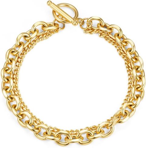 Jude Jewelers Stainless Steel Classic Plain Double Layer Wedding Statement Cocktail Party Strand Holiday Birthday Bracelet in Saudi Arabia