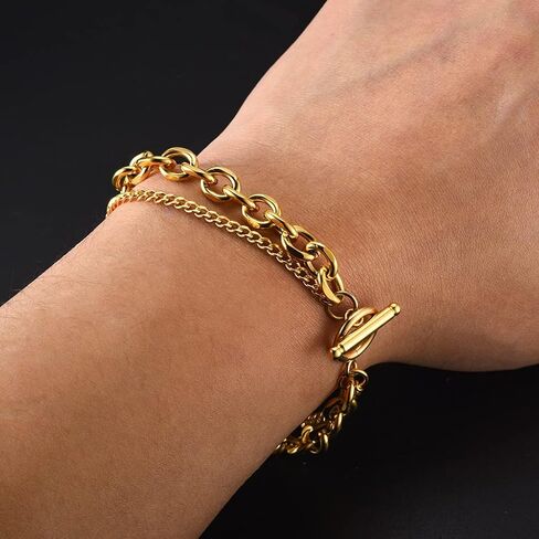 Jude Jewelers Stainless Steel Classic Plain Double Layer Wedding Statement Cocktail Party Strand Holiday Birthday Bracelet in Saudi Arabia