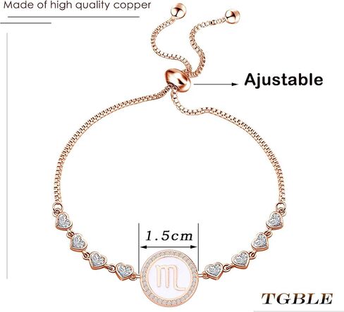 TGBJE Rose Gold Zodiac Sign Adjustable Bracelet Birthday Gift for Women Girls Zodiac Bracelet 12 Constellation Bracelet in Saudi Arabia