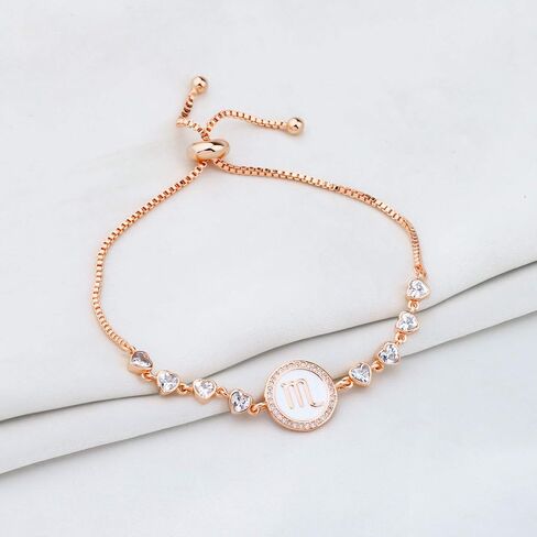 TGBJE Rose Gold Zodiac Sign Adjustable Bracelet Birthday Gift for Women Girls Zodiac Bracelet 12 Constellation Bracelet in Saudi Arabia
