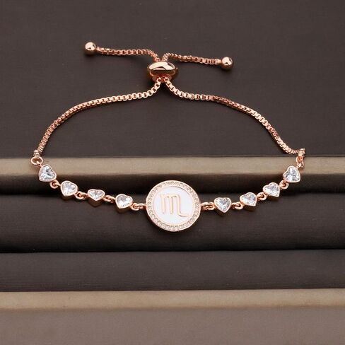 TGBJE Rose Gold Zodiac Sign Adjustable Bracelet Birthday Gift for Women Girls Zodiac Bracelet 12 Constellation Bracelet in Saudi Arabia
