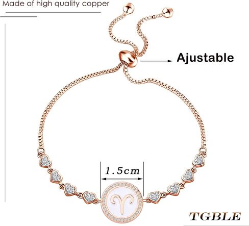 TGBJE Rose Gold Zodiac Sign Adjustable Bracelet Birthday Gift for Women Girls Zodiac Bracelet 12 Constellation Bracelet in Saudi Arabia