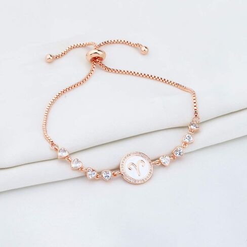 TGBJE Rose Gold Zodiac Sign Adjustable Bracelet Birthday Gift for Women Girls Zodiac Bracelet 12 Constellation Bracelet in Saudi Arabia