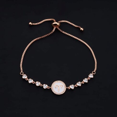 TGBJE Rose Gold Zodiac Sign Adjustable Bracelet Birthday Gift for Women Girls Zodiac Bracelet 12 Constellation Bracelet in Saudi Arabia
