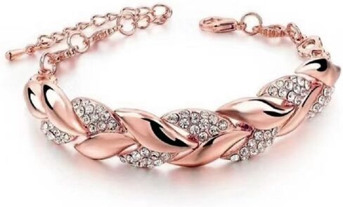 Women's 18k Gold Plated CZ Branch Leaf Link Chain Bracelets for Bridal Wedding in Saudi Arabia