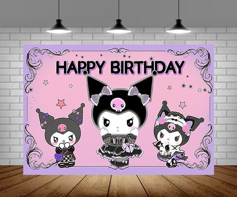 Happy Birthday Kuromi Backdrop for Party Supplies 5x3ft Kuromi Theme Baby Shower Banner for Party Decorations in Saudi Arabia
