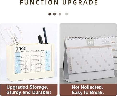 حامل أقلام 2024 تقويم مكتبي لتخزين المكتب وغرفة الدراسة والمدرسة، حامل أقلام رصاص جديد مع تقويم، قلم كوب قلم هيلدر قلم رصاص حامل مكتب منظم المكياج، حافظ على الأشياء في النظام! رمادي 1 قطعة in Kuwait