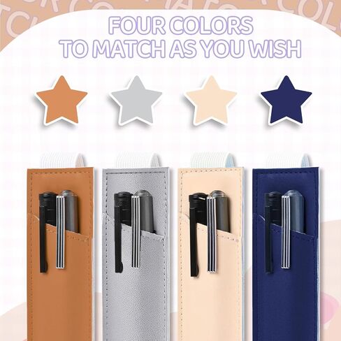 4 Pcs Adjustable Elastic Band Pen Holder, Pen Holder for Notebook, Notebook Pen Holder with Elastic Band, Pencil Holder, Pen Sleeve Case for Notebooks(Beige, Gray, Brown, Blue) in Saudi Arabia