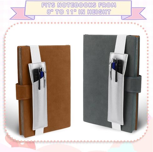 4 Pcs Adjustable Elastic Band Pen Holder, Pen Holder for Notebook, Notebook Pen Holder with Elastic Band, Pencil Holder, Pen Sleeve Case for Notebooks(Beige, Gray, Brown, Blue) in Saudi Arabia