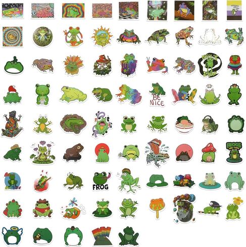 200 Pieces Cute Frog Stickers Vinyl Waterproof Animal Stickers for Laptop Cartoon Stickers Aesthetic Stickers for Laptop, Skateboard, Water Bottles, Computer, Phone, Guitar in Saudi Arabia