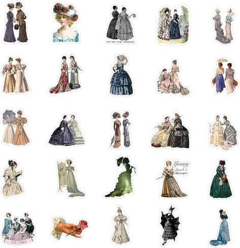 61PCS Victorian Stickers Vintage Girl Stickers Aesthetics Scrapbook Stickers Vinyl Waterproof Stickers for Laptop,Bumper,Skateboard,Water Bottles,Computer,Phone, for Kids,Teens,Adult in Kuwait