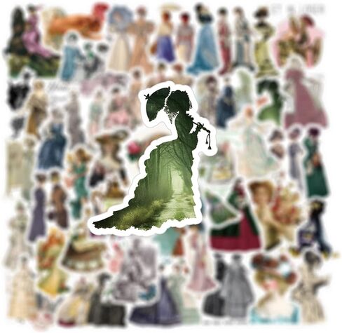 61PCS Victorian Stickers Vintage Girl Stickers Aesthetics Scrapbook Stickers Vinyl Waterproof Stickers for Laptop,Bumper,Skateboard,Water Bottles,Computer,Phone, for Kids,Teens,Adult in Kuwait