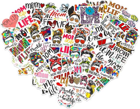 100 Pcs Mom Stickers, Mom Life Stickers Mom Car Decals, Funny Mom Cute Stickers, Aesthetic Mother Stickers for Mothers Gift, Water Bottles, Luggage, Car, Laptop, Guitar, Scrapbook, Bike, Fridge in Saudi Arabia