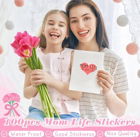 100 Pcs Mom Stickers, Mom Life Stickers Mom Car Decals, Funny Mom Cute Stickers, Aesthetic Mother Stickers for Mothers Gift, Water Bottles, Luggage, Car, Laptop, Guitar, Scrapbook, Bike, Fridge in Saudi Arabia