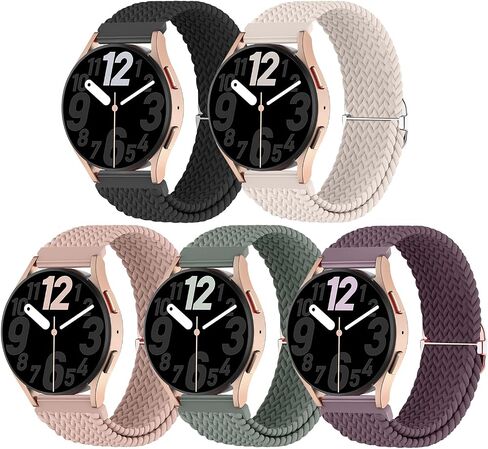 Stretchy Braided Bands Compatible with Samsung Galaxy Watch 5 Band 40mm 44mm,Galaxy Watch 5 Pro Band 45mm/Galaxy Watch 6 Band/Galaxy Watch 4 Band/Galaxy Active 2 Band,20mm Soft Braided Nylon Sport Wristband,Multi Colors in Saudi Arabia