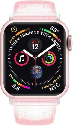 iiteeology متوافق مع سوار ساعة Apple 46 مم 45 مم 44 مم 42 مم، سوار iWatch شفاف لامع ناعم للنساء السلسلة 1-11 - شفاف/فضي in Saudi Arabia