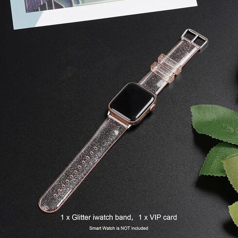iiteeology متوافق مع سوار ساعة Apple 46 مم 45 مم 44 مم 42 مم، سوار iWatch شفاف لامع ناعم للنساء السلسلة 1-11 - شفاف/فضي in Saudi Arabia