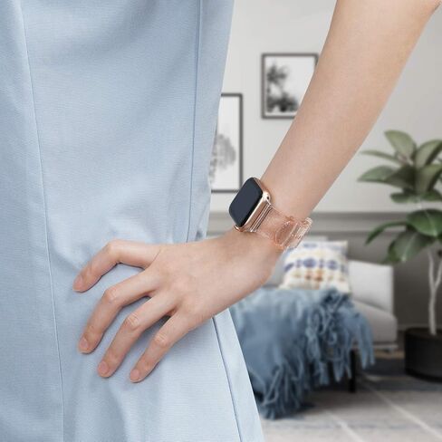 iiteeology متوافق مع سوار ساعة Apple 46 مم 45 مم 44 مم 42 مم، سوار iWatch شفاف لامع ناعم للنساء السلسلة 1-11 - شفاف/فضي in Saudi Arabia