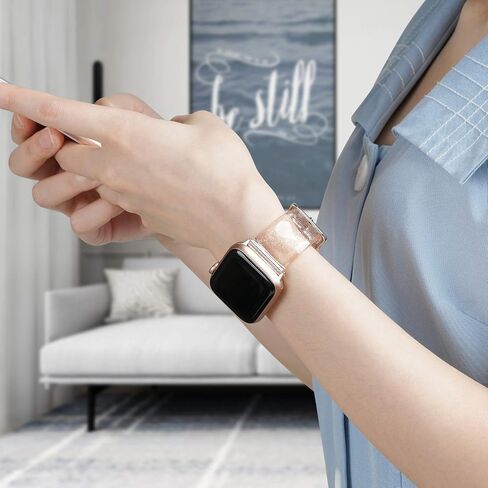 iiteeology متوافق مع سوار ساعة Apple 46 مم 45 مم 44 مم 42 مم، سوار iWatch شفاف لامع ناعم للنساء السلسلة 1-11 - شفاف/فضي in Saudi Arabia