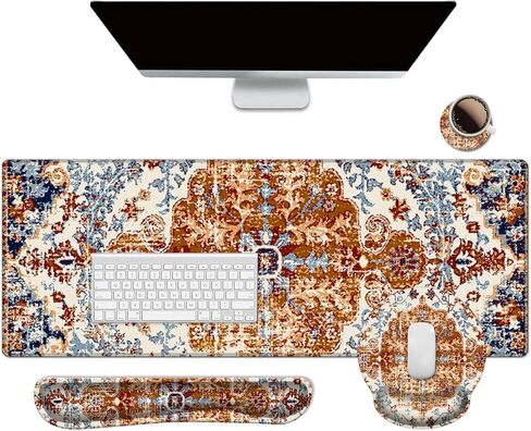 لوحة ماوس للألعاب مع مسند للمعصم، بساط مكتب، لوحة ماوس كبيرة مقاس 4 في 1 مقاس XXL + مسند معصم لوحة المفاتيح + مسند معصم الماوس + مجموعة قواعد مع تصميم مريح للمنزل والمكتب وخطوط الخرائط الطبوغرافية in Kuwait