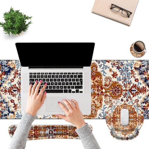 لوحة ماوس للألعاب مع مسند للمعصم، بساط مكتب، لوحة ماوس كبيرة مقاس 4 في 1 مقاس XXL + مسند معصم لوحة المفاتيح + مسند معصم الماوس + مجموعة قواعد مع تصميم مريح للمنزل والمكتب وخطوط الخرائط الطبوغرافية in Kuwait