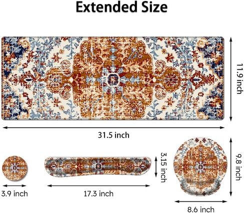 لوحة ماوس للألعاب مع مسند للمعصم، بساط مكتب، لوحة ماوس كبيرة مقاس 4 في 1 مقاس XXL + مسند معصم لوحة المفاتيح + مسند معصم الماوس + مجموعة قواعد مع تصميم مريح للمنزل والمكتب وخطوط الخرائط الطبوغرافية in Kuwait