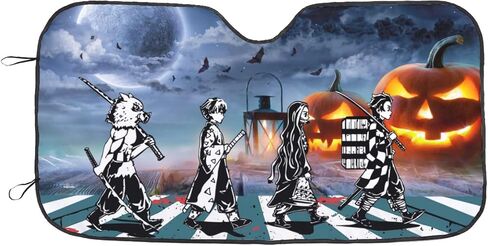 Halloween Anime Characters Car Windshield Sun Shade Horror Car Accessories Funny Sun Shade Keep Your Vehicle Cool 51x27.5 Inch in Saudi Arabia