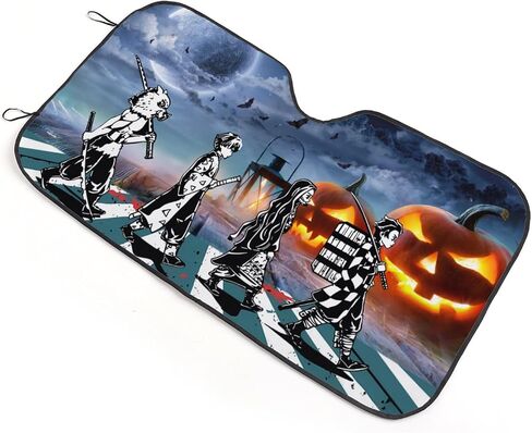 Halloween Anime Characters Car Windshield Sun Shade Horror Car Accessories Funny Sun Shade Keep Your Vehicle Cool 51x27.5 Inch in Saudi Arabia