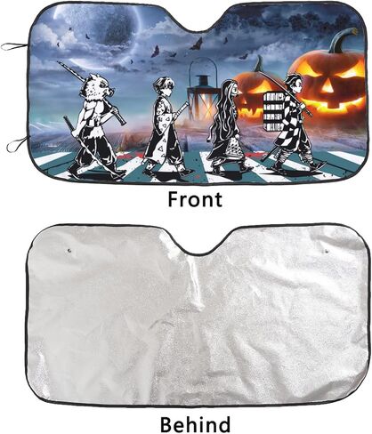 Halloween Anime Characters Car Windshield Sun Shade Horror Car Accessories Funny Sun Shade Keep Your Vehicle Cool 51x27.5 Inch in Saudi Arabia