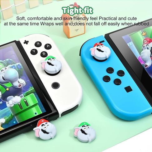 DLseego Thumb Grips تصميم قبعات للتبديل/التبديل لايت/تبديل وحدة تحكم OLED، وحدة تحكم تناظرية من السيليكون الناعم Joycon أغطية واقية مضادة للانزلاق 4 قطع قبعات عصا التحكم بأزرار السلاحف - السلاحف الخضراء in Kuwait