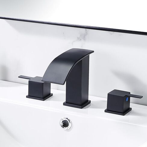 hotis ماتي الأسود شلال الحمام صنبور 3 حفرة، الحديثة 8 بوصة واسعة النطاق الحمام بالوعة الحنفية، 2 مقابض مرحاض الغرور بالوعة الحنفية مع المنبثقة استنزاف وخطوط العرض in Kuwait