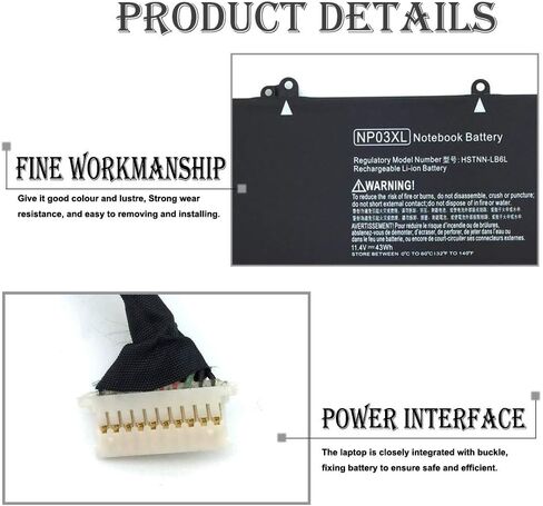 استبدال بطارية الكمبيوتر المحمول 11.4V 43Wh NP03XL لجهاز HP Pavilion X360 13-A010DX 13-a013cl 13-A110DX؛ اتش بي انفي 15-u010dx 15-u011dx 761230-005 760944-421 HSTNN-LB6L in Kuwait