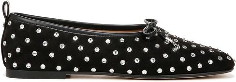 Sam Edelman Women's Ari Gem Ballet Flat, Black Suede, 10 in Saudi Arabia