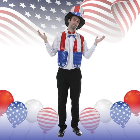 ReneeCho العم سام الترتر سترة زي 4 يوليو، الوطنية يتوهم اللباس سترة مجموعة عيد الاستقلال الأمريكي مع سترة قبعة ربطة عنق in Kuwait