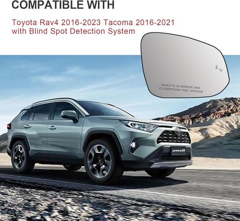 مرآة جانبية للركاب مُدفأة متوافقة مع مرآة Toyota Rav4 2016-2023 Tacoma 2016-2021 - مرآة لمرايا Toyota RAV4 مرايا الركاب لـ RAV4 مع حامل خلفي وكشف النقاط العمياء in Kuwait
