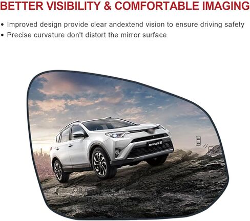 مرآة جانبية للركاب مُدفأة متوافقة مع مرآة Toyota Rav4 2016-2023 Tacoma 2016-2021 - مرآة لمرايا Toyota RAV4 مرايا الركاب لـ RAV4 مع حامل خلفي وكشف النقاط العمياء in Kuwait
