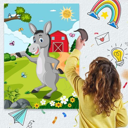Pin The Tail On The Donkey Mexican Donkey kids party games with 24 Pcs Colorful Tails Large Party Games for Kids Mexican Party Decorations Carnival Party Supplies in Saudi Arabia