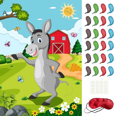 Pin The Tail On The Donkey Mexican Donkey kids party games with 24 Pcs Colorful Tails Large Party Games for Kids Mexican Party Decorations Carnival Party Supplies in Saudi Arabia
