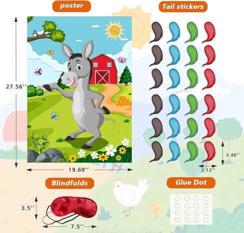 Pin The Tail On The Donkey Mexican Donkey kids party games with 24 Pcs Colorful Tails Large Party Games for Kids Mexican Party Decorations Carnival Party Supplies in Saudi Arabia