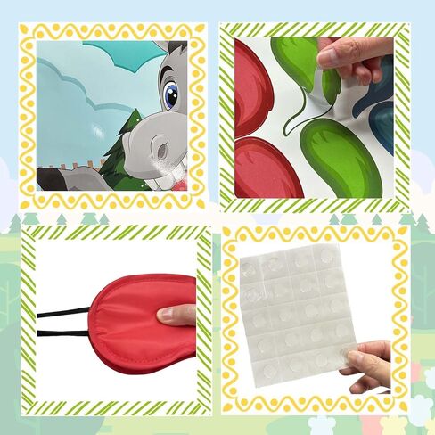 Pin The Tail On The Donkey Mexican Donkey kids party games with 24 Pcs Colorful Tails Large Party Games for Kids Mexican Party Decorations Carnival Party Supplies in Saudi Arabia