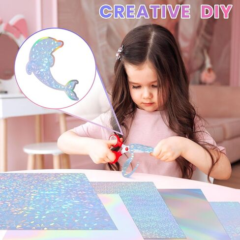 20 Sheets Holographic Sticker Paper, A4 Vinyl Sticker Paper Self Adhesive Holographic Laminate Sheets for Inkjet & Laser Printer, Waterproof Holographic Overlay Film for DIY Projects in Saudi Arabia