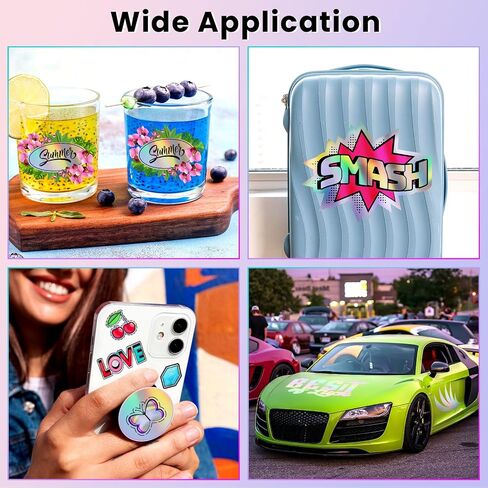 20 Sheets Holographic Sticker Paper, A4 Vinyl Sticker Paper Self Adhesive Holographic Laminate Sheets for Inkjet & Laser Printer, Waterproof Holographic Overlay Film for DIY Projects in Saudi Arabia