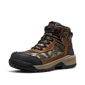 KEEN Utility Men's Skokie Hiker Style Mid Height Composite Toe 90 Degree Waterproof Work Boots, Camo/Black, 11.5 D in Saudi Arabia