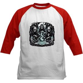 CafePress Ghostly Spells Kids Baseball T Shirt Kids Cotton Baseball Jersey, 3/4 Raglan Sleeve Shirt in Saudi Arabia